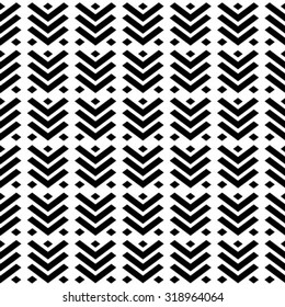 The geometric pattern by stripes, lines, rhombuses. Seamless vector background. Black and white texture