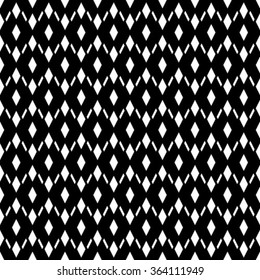 The geometric pattern by stripes, lines, rhombuses. Seamless vector background. Black and white texture