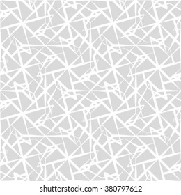 The geometric pattern by stripes, lines, rhombuses. Seamless vector background. Gray and white texture