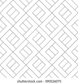 The geometric pattern by stripes, lines, rhombuses. Seamless vector background. Grey and white texture