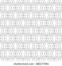 The geometric pattern by stripes, lines, rhombuses. Seamless vector background. Grey and white texture
