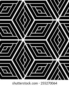 The geometric pattern by stripes, rhombuses . Seamless vector background. Black texture.