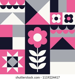 Geometric pattern. Card in scandinavian style. Vector illustration.