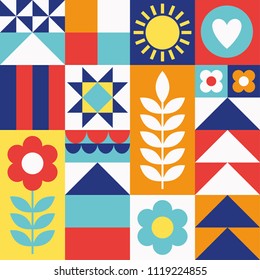 Geometric pattern. Card in scandinavian style. Vector illustration.