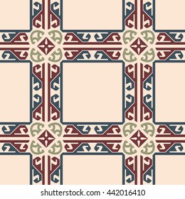 The geometric pattern of the carpet, tiles, curtains and interior. Saved in swatches.