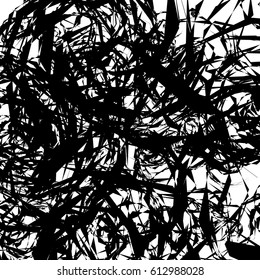 Geometric pattern of chaotic random shapes. Rough edgy texture.  Abstract monochrome background, abstract texture. Rough geometric art.