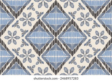 Diseño de tablero de ajedrez de patrón geométrico azul marino índigo cuadrado boho vintage textura de bordado étnico dibujado a mano Ilustración vectorial