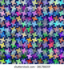 Geometric pattern "chicken foot", bars, strips, strokes, seamless fashion trend pattern,  hand drawn illustration. For the design and decoration background, wallpaper, packaging, fabrics, textiles.