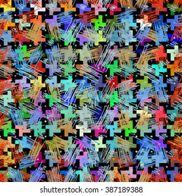 Geometric pattern "chicken foot", bars, strips, strokes, seamless fashion trend pattern. For the design and decoration background, wallpaper, packaging, fabrics, textiles.