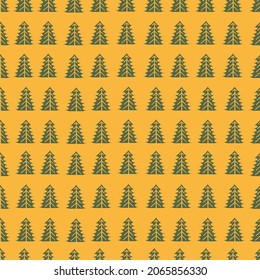 Geometric pattern Christmas tree on a medium light shade of brown background. The temptation for fabric design, background, wrapping paper, packing, covers. Vector repeating texture.