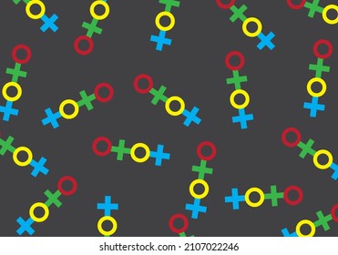 Círculo de patrón geométrico y de color cruzado sobre fondo negro. Ilustrador gráfico vectorial.