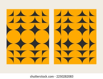Geometric pattern of circles, cover for booklet in bauhaus style. Vector backdrop, abstract poster