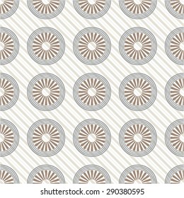 The geometric pattern of circles and diagonal lines, seamless vector background.