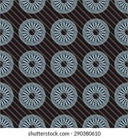 The geometric pattern of circles and diagonal lines, seamless vector background.