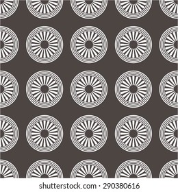The geometric pattern of circles and diagonal lines, seamless vector background.