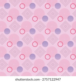 Geometric pattern with circles and diamonds on softpink background