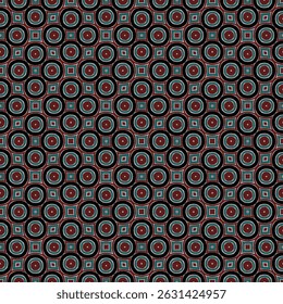 Geometric Pattern - Circles and Diamonds (Wine, Green, Black, Light Pink) - Repeating Vector Image; Easily Editable; Endless Design; Colorful lIlustration. Print for Gift Paper, Packaging, etc.