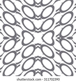  geometric pattern of circles, grid, heart, seamless vector background.