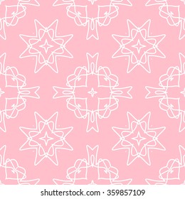 The geometric pattern with circles and lines. Seamless background. Pink and white ornament