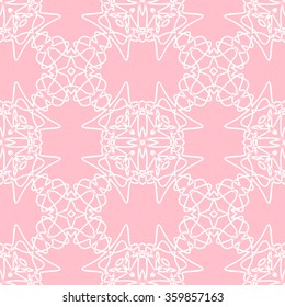 The geometric pattern with circles and lines. Seamless background. Pink and white ornament