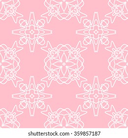 The geometric pattern with circles and lines. Seamless background. Pink and white ornament