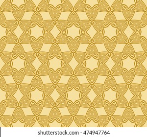 geometric pattern of circles and ovals. Seamless vector illustration. for the design, printing, presentations, wallpapers. gold color