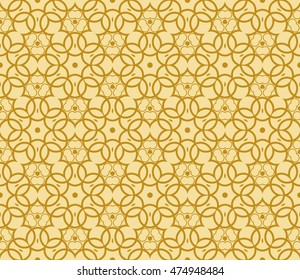 geometric pattern of circles and ovals. Seamless vector illustration. for the design, printing, presentations, wallpapers. gold color