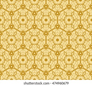 geometric pattern of circles and ovals. Seamless vector illustration. for the design, printing, presentations, wallpapers. gold color