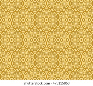 geometric pattern of circles and ovals. Seamless vector illustration. for the design, printing, presentations, wallpapers. gold color