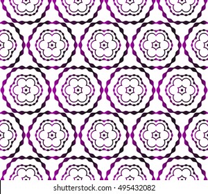 geometric pattern of circles and ovals. vector illustration. purple gradient.