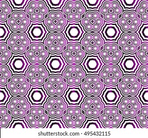 geometric pattern of circles and ovals. vector illustration. purple gradient.