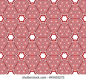 geometric pattern of circles and ovals. vector illustration. red gradient.
