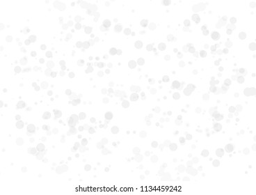 Geometric pattern, circles spots scatter of different scale and shades of grey textured, transparency on white space abstract background vector illustration