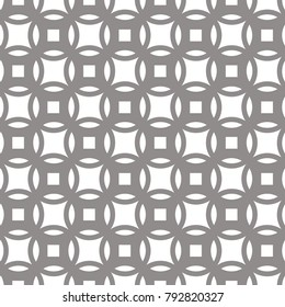 Geometric pattern of circles, squares & 4 point stars.