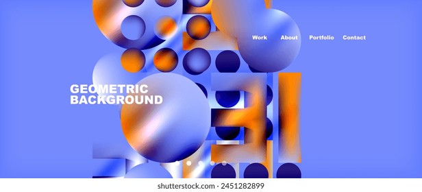 A geometric pattern with circles and squares in azure and electric blue on a blue background. Perfect symmetry and engineering design for a science or technology event