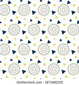 Geometric pattern from circles and triangles. Abstraction. Minimalistic and simple style. Vector illustration isolated on white background. For packaging, fabric, scrapbooking and decoration.