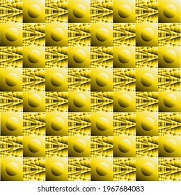Geometric pattern of circles and yellow-brown abstractions on a square background. For textures and design.
