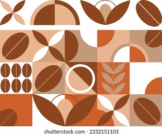 Geometric pattern coffee design. Abstract seamless geometric drawing. Seamless pattern with decorative geometric and abstract elements.