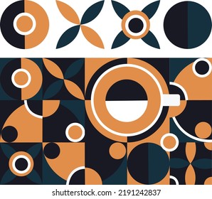 Geometric pattern coffee design, packaging design, poster, banner, sticker.