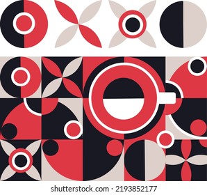 Geometric pattern coffee design, packaging design, poster, banner. Abstract vector drawing.

