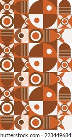 Geometric pattern coffee design.  Vector colorful background of the tiles. Modern exotic design for paper, cover, fabric, interior.