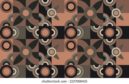 Geometric pattern coffee design.  Vector colorful background of the tiles. Modern exotic design for paper, cover, fabric, interior.