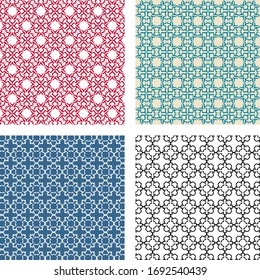 Geometric pattern collection for fabric, textile, print, surface design. Set of geometric patterns. Elegant geometric backgrounds collection