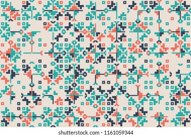 Geometric pattern with colored elements, vector abstract background