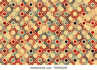 Geometric pattern with colored elements, vector abstract background
