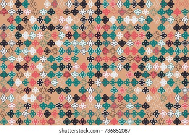 Geometric pattern with colored elements, vector abstract background