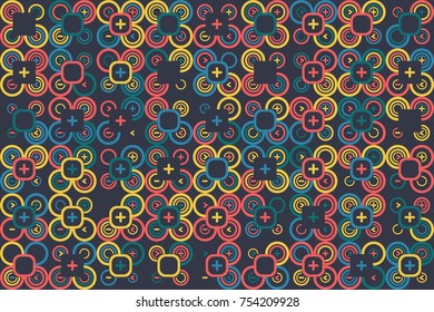 Geometric pattern with colored elements, vector abstract background