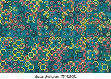 Geometric pattern with colored elements, vector abstract background