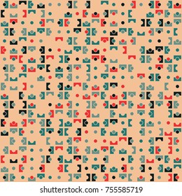 Geometric pattern with colored elements, vector abstract background