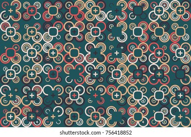 Geometric pattern with colored elements, vector abstract background
